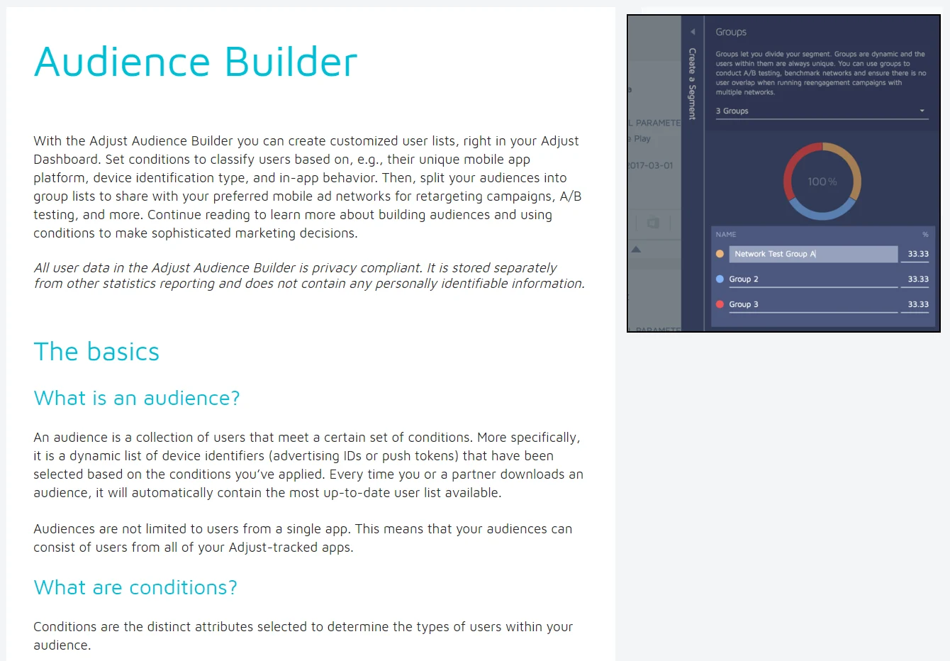 The Audience Builder feature and documentation
