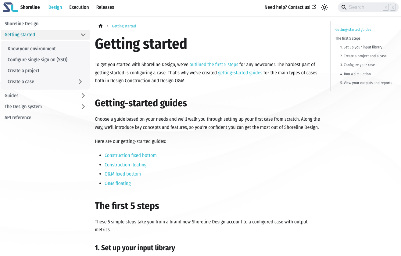 The getting-started section linking out to the four guides I created