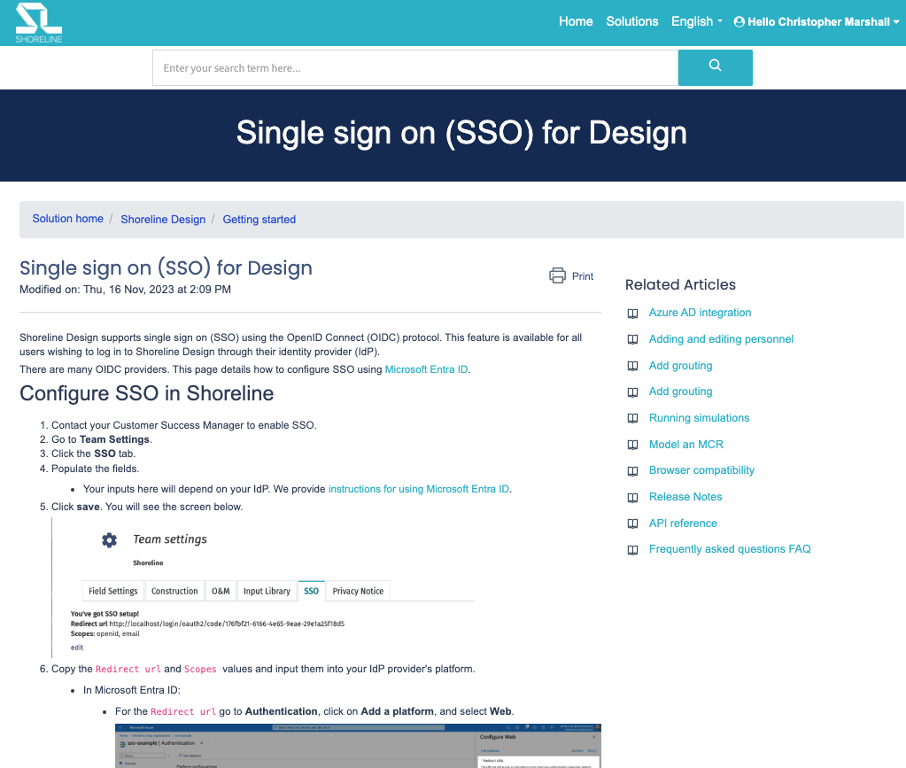A single page of documentation in Freshdesk