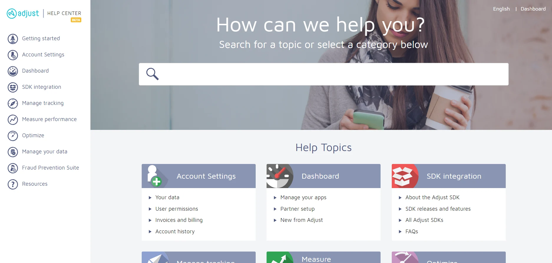 The new Help Center landing page